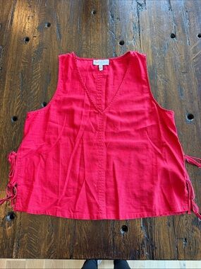 Michael Stars Red V-Neck Side-Tie Tank